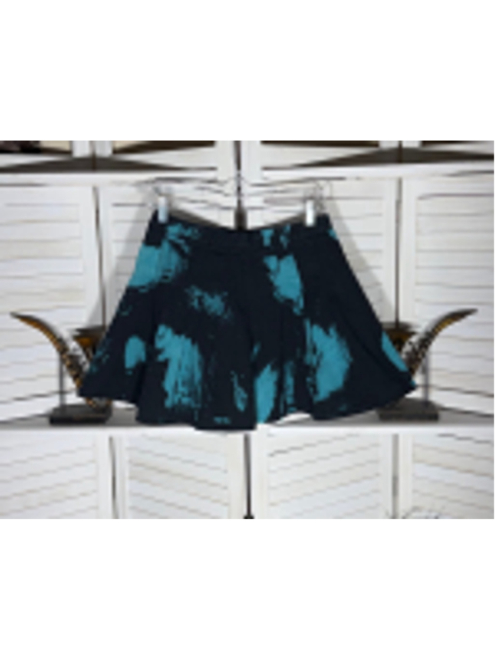 Current Mood tie dye mini skirt punk whimsigoth pleated full skater canvas Jr L